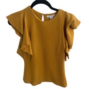 NEW Favlux Mustard Blouse Ruffled Sleeve Size Small
